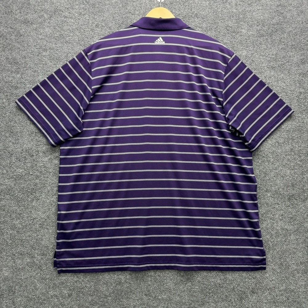 adidas puremotion Golf Polo Shirt Mens 2XL Purple Short Sleeve Striped Athletic - Picture 2 of 11